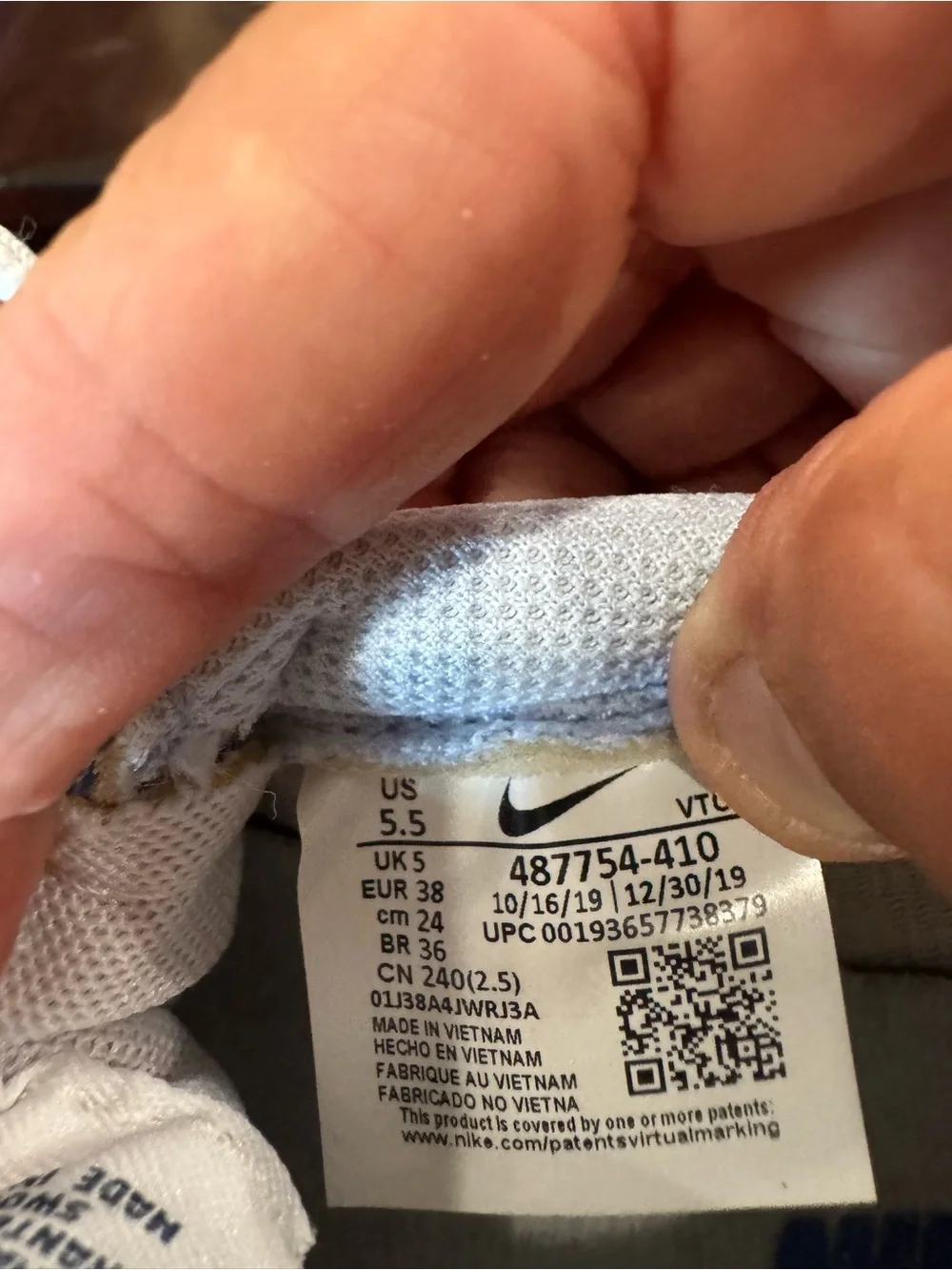 Nike White High-Top Sneakers with Holographic Swoosh (5.5 Y/7 W)